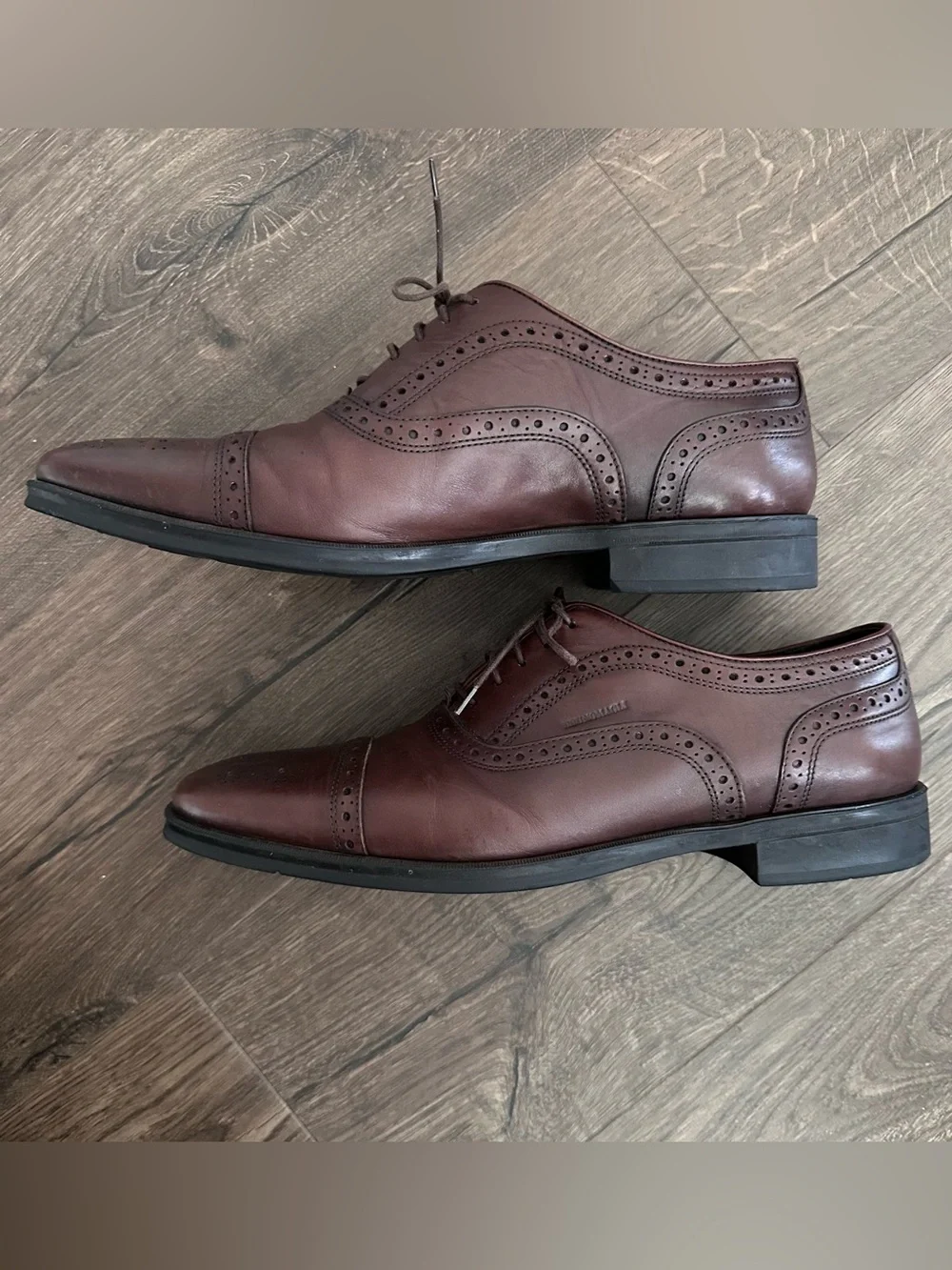 Bruno Magli Men's Brown Leather Brogue Cap-Toe Oxfords